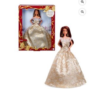 2025 Holiday Barbie in Elegant Gold and White Gown
